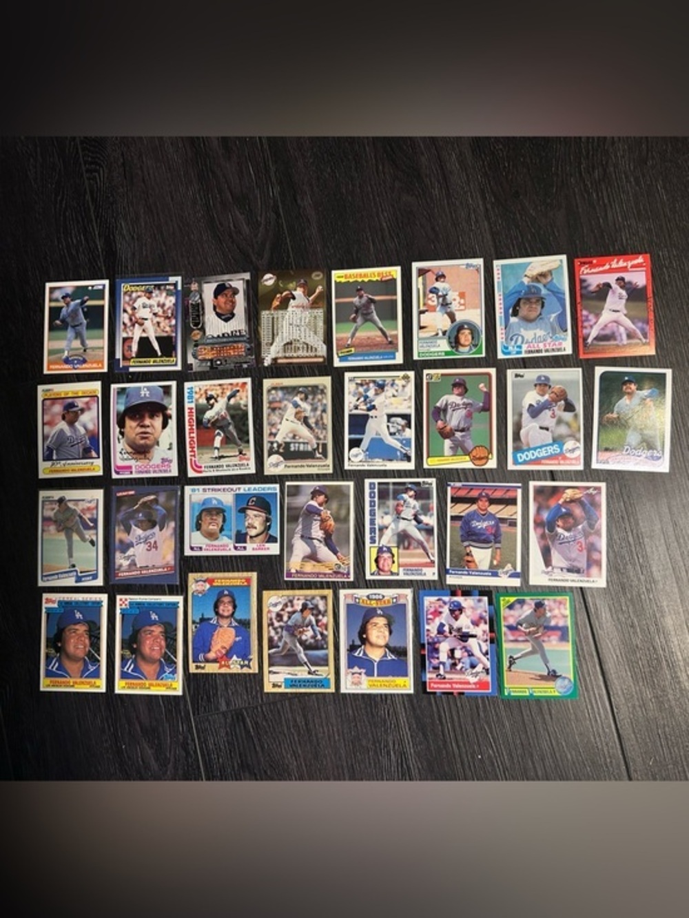 Vintage Fernando Valenzuela Dodgers Baseball Card Collection